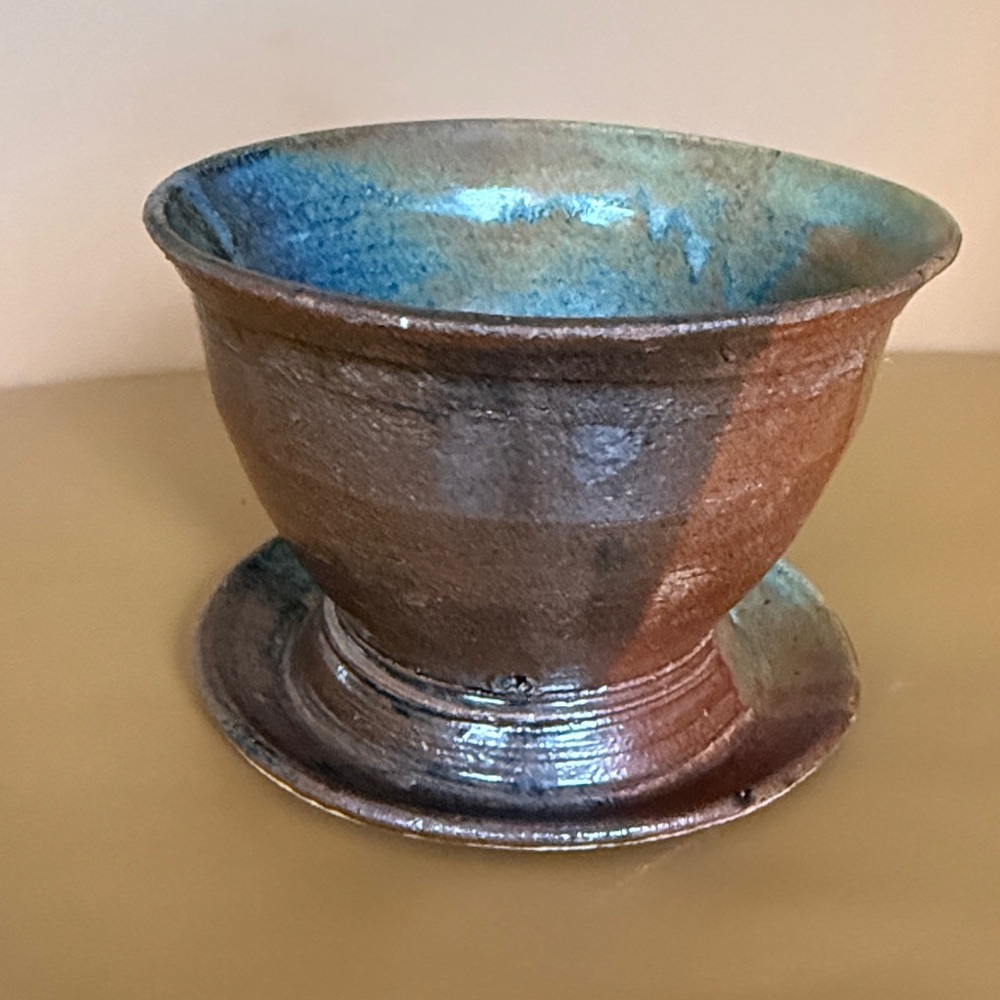 Handcrafted Ceramic Planter Pot in Blue-Brown - Picture 3 of 4
